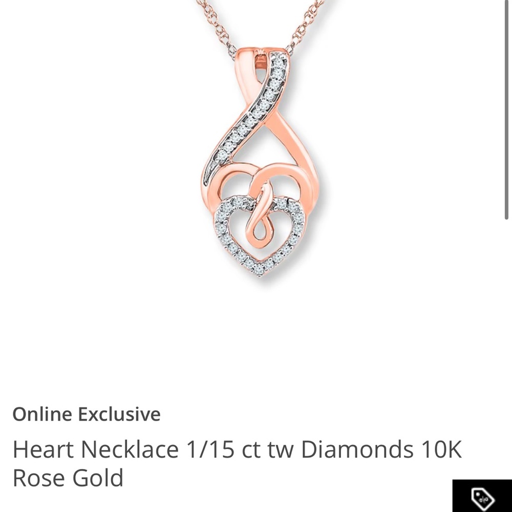 Kay Jewelers Rose Gold Heart Necklace with Diamonds